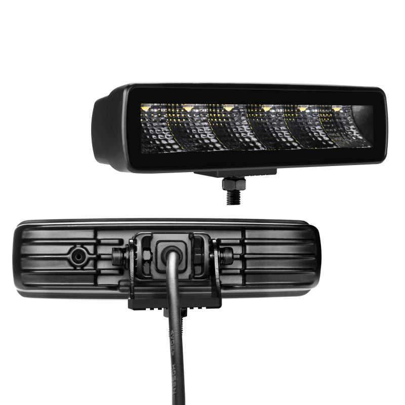 Go Rhino Xplor Blackout Series Sixline LED Flood Light Kit (Surface/Threaded Stud Mnt) - Blk (Pair)