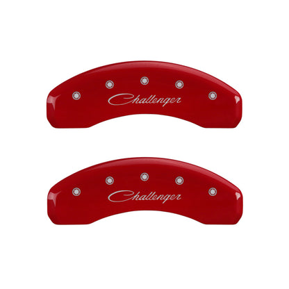 MGP 4 Caliper Covers Engraved Front & Rear Cursive/Challenger Yellow finish black ch