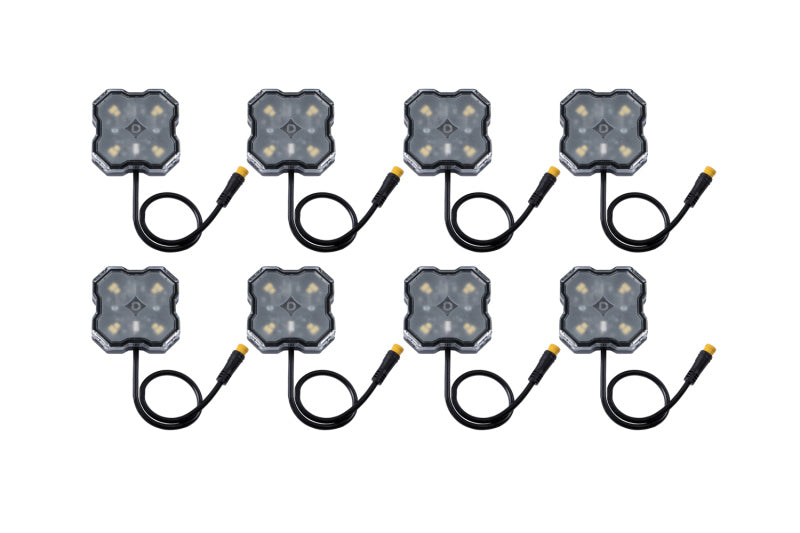 Diode Dynamics Stage Series SXS Rock Light Installer Kit - RGBW M8 w/Controller (8-pack)