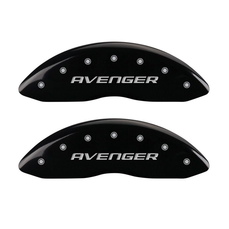 MGP 4 Caliper Covers Engraved Front & Rear With out stripes/Avenger Black finish silver ch