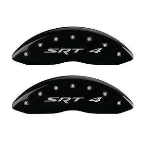 MGP Front set 2 Caliper Covers Engraved Front SRT4 Black finish silver ch