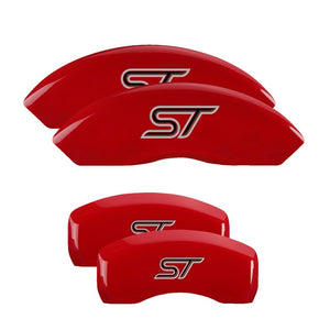 MGP 4 Caliper Covers Engraved Front & Rear No bolts/ST Red finish silver ch