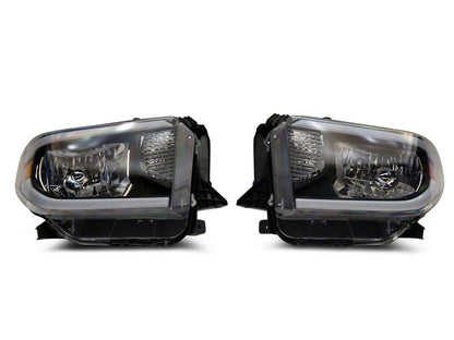 Raxiom 14-21 Toyota Tundra Axial Series Headlights w/ LED Bar- Black Housing (Clear Lens)
