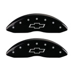 MGP 4 Caliper Covers Engraved Front & Rear Bowtie Black finish silver ch