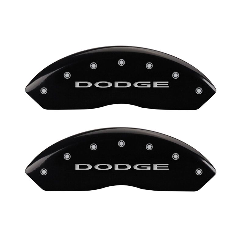 MGP 4 Caliper Covers Engraved Front & Rear With out stripes/Dodge Black finish silver ch