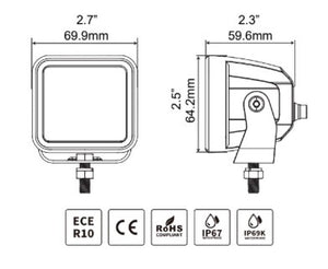 Go Rhino Xplor Blackout Series Cube LED Flood Light Kit (Surface/Threaded Stud Mnt) 2x2 - Blk (Pair)