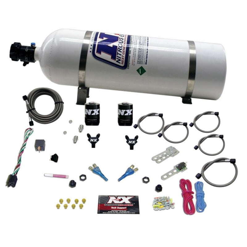 Nitrous Express GM EFI Dual Nozzle Nitrous Kit (100-300HP) w/15lb Bottle