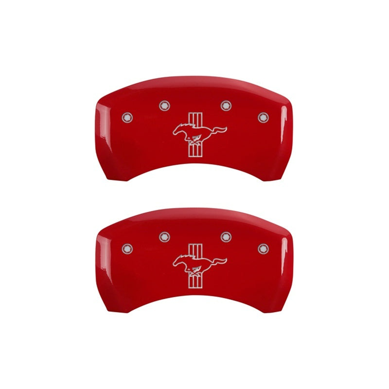 MGP Rear set 2 Caliper Covers Engraved Rear S197/Bar & Pony Red finish silver ch