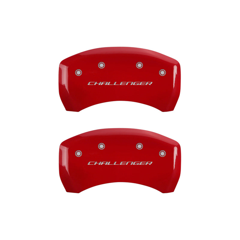 MGP 4 Caliper Covers Engraved Front & Rear Block/Challenger Red finish silver ch