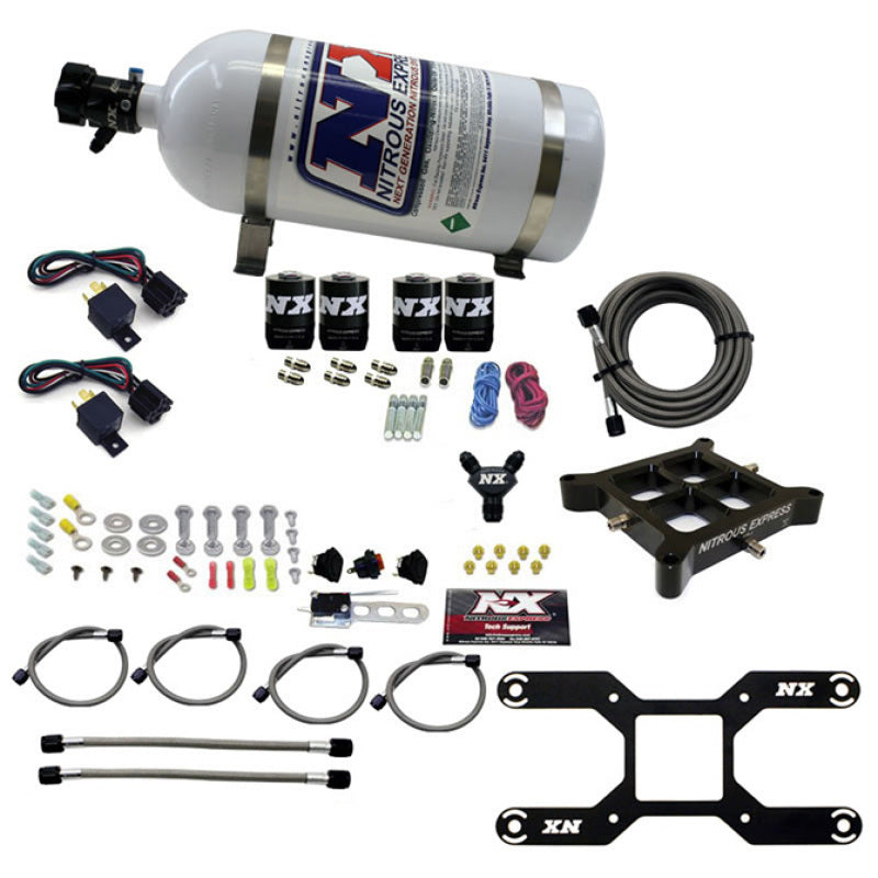 Nitrous Express 4150 Dual Stage Billet Crossbar Nitrous Kit (50-300 & 100-500HP) w/10lb Bottle