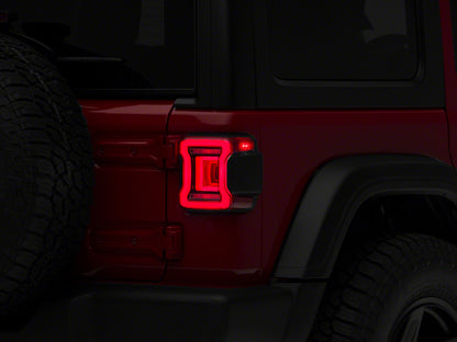 Raxiom 18-23 Jeep Wrangler JL Horizon LED Tail Lights- Black Housing- Red Lens