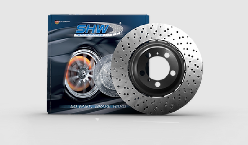 SHW 03-08 Lamborghini Gallardo 5.0L Right Rear Cross-Drilled Lightweight Brake Rotor (400615602C)