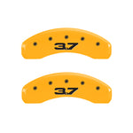 MGP 4 Caliper Covers Engraved Front 2015/Mustang Engraved Rear 2015/37 Yellow finish black ch