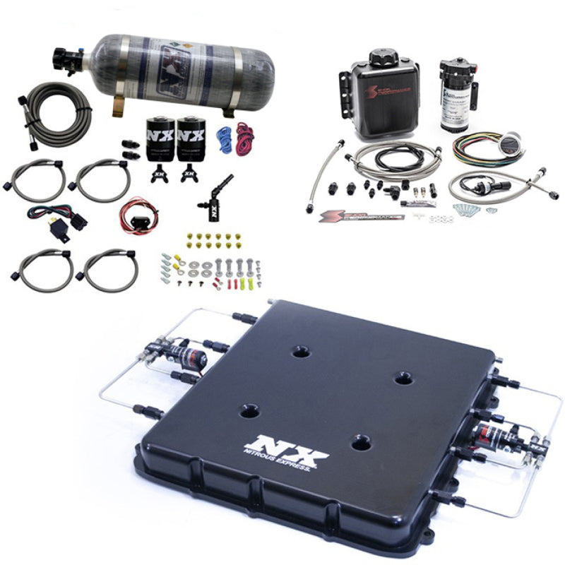 Nitrous Express Nitrous & Water Injection Kit w/Billet LT4 Supercharger Lid w/12lb Bottle