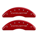 MGP 4 Caliper Covers Engraved Front C6/Corvette Engraved Rear C6/Z06 Red finish silver ch