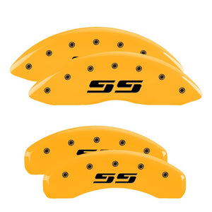 MGP 4 Caliper Covers Engraved Front & Rear Silverado SS Yellow Finish Black Char 2001 Chevy Tahoe