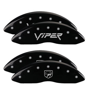 MGP 4 Caliper Covers Engraved Front Gen 2/Viper Engraved Rear Gen 2/Snake Black finish silver ch