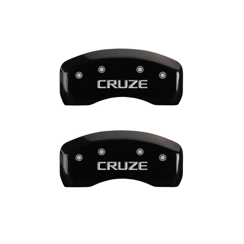 MGP 4 Caliper Covers Engraved Front & Rear Cruze Black finish silver ch
