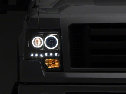 Raxiom 09-14 Ford F-150 G2 Super White LED Halo Projector Headlights- Black Housing- Clear Lens
