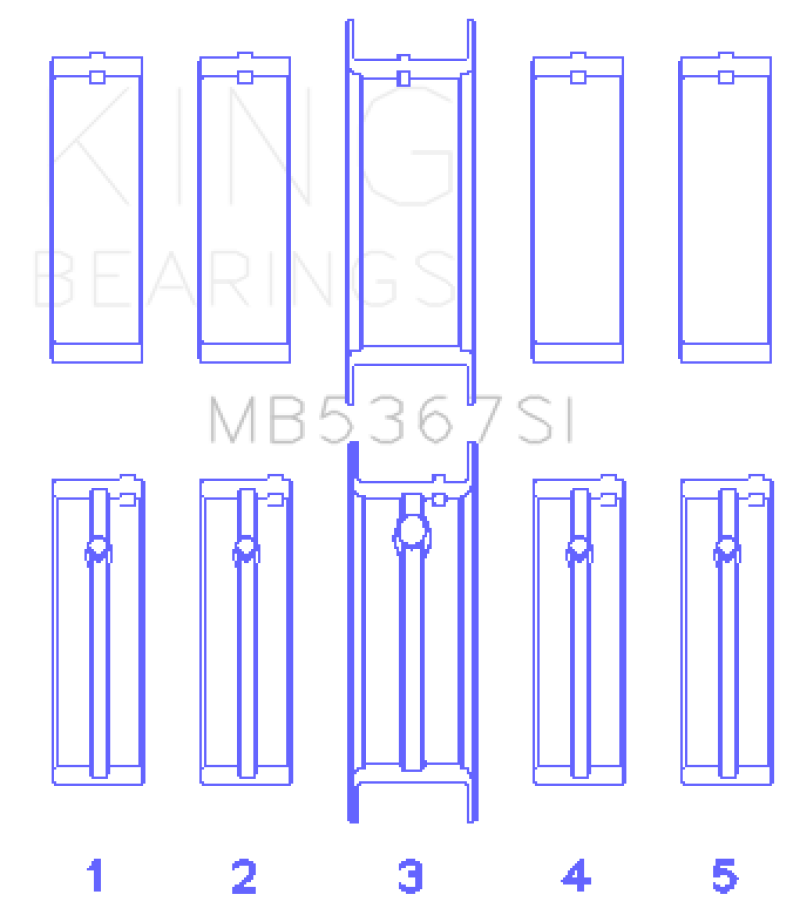 King Engine Bearings GMC 2.4L (146cu) I4 Ecotec Main Bearing Set - (Size 0.25 Oversized)