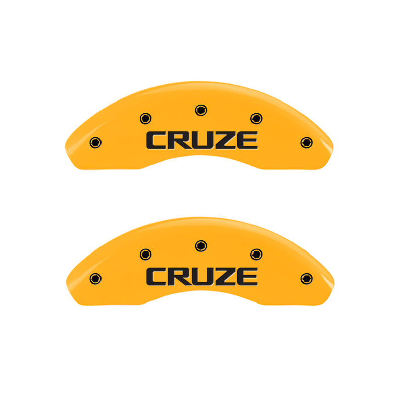 MGP 4 Caliper Covers Engraved Front & Rear Cruze Yellow Finish Black Char 2016 Chevrolet Cruze