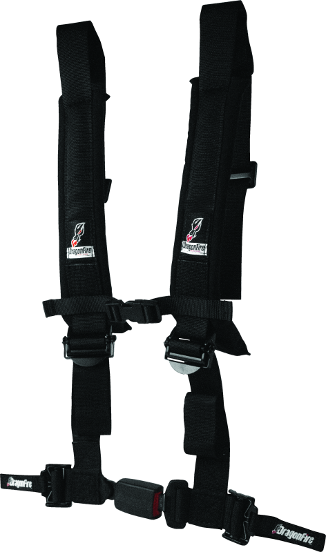 DragonFire Racing Harness H-Style- 4-Point- EZ-Adjust- 2in Buckle- Black