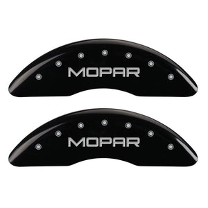 MGP 4 Caliper Covers Engraved Front & Rear MOPAR Black finish silver ch