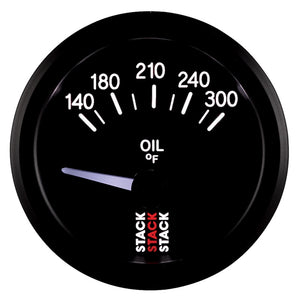 Autometer Stack 52mm 140-300 Deg F 1/8in NPTF Electric Oil Temp Gauge - Black