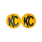 KC HiLiTES Retro 8in Round Yellow Vinyl Light Cover w/ Black KC Logo (Pair)