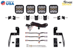 Diode Dynamics Jeep JK SS5 4-Pod CrossLink Grille Lightbar Kit Pro - White Combo