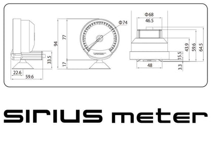 GReddy Sirius Meter - Water Temp 0/120 (Deg.C) 74mm Analog Gauge (w/Water Temp Sensor & Harness Set)