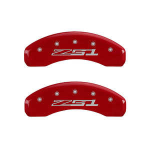 MGP 4 Caliper Covers Engraved Front Corvette C7 Engraved Rear Z51/2015 Red finish silver ch