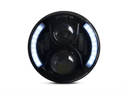 Raxiom 97-18 Jeep Wrangler TJ & JK 6-LED Headlights w/ Partial Halo- Black Housing (Clear Lens)