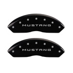 MGP 4 Caliper Covers Engraved Front Mustang Engraved Rear GT Black finish silver ch