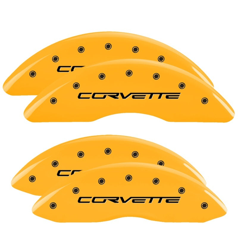 MGP 4 Caliper Covers Engraved Front & Rear C6/Corvette Yellow finish black ch