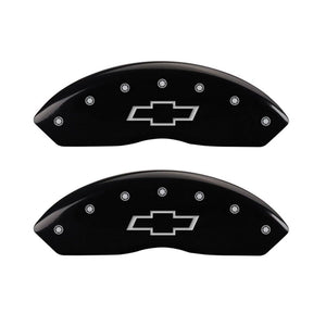 MGP 4 Caliper Covers Engraved Front & Rear Bowtie Black finish silver ch