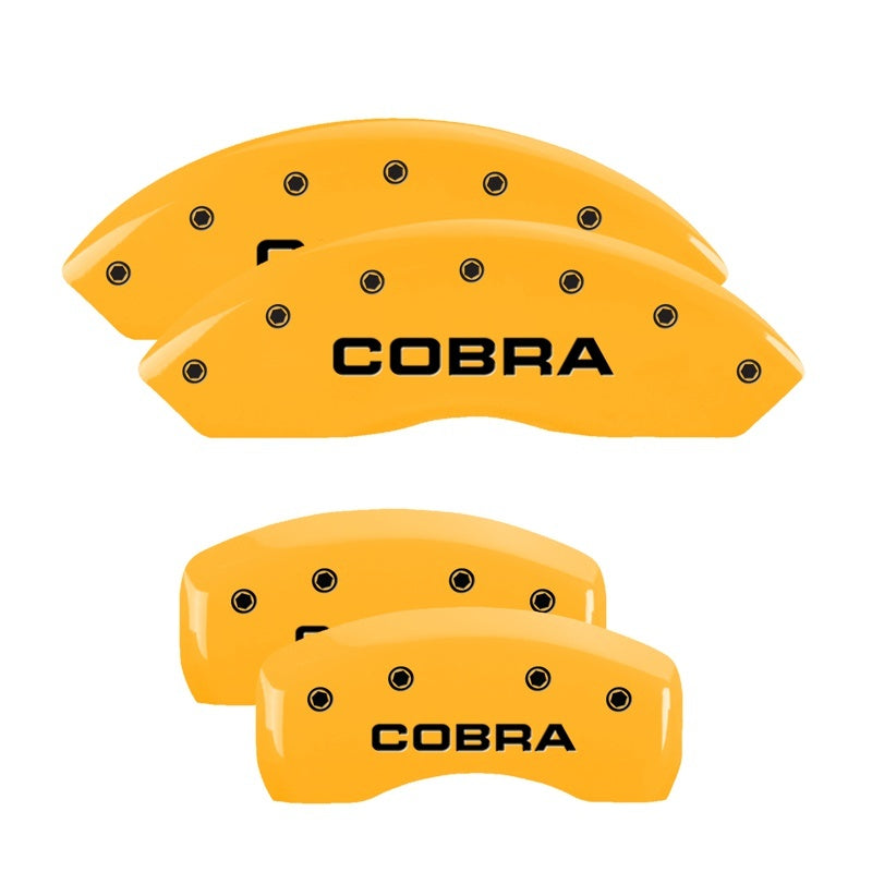 MGP 4 Caliper Covers Engraved Front & Rear Cobra Yellow Finish Black Char 2003 Ford Mustang