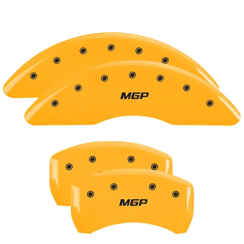 MGP 4 Caliper Covers Engraved Front & Rear MGP Yellow Finish Black Char 2019 Volkswagen Atlas