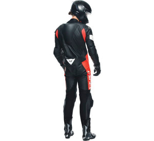 Dainese Tosa 1PC Leather Suit Perforated Black/Fluorescent Red/White Size - 48