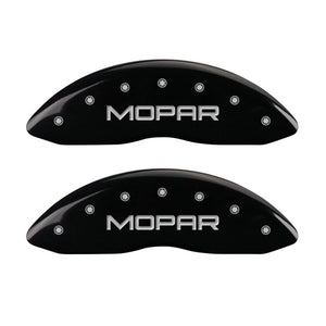 MGP 4 Caliper Covers Engraved Front & Rear MOPAR Black finish silver ch