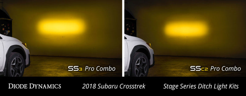 Diode Dynamics 18-21 Subaru Crosstrek Stage Series 2in LED Ditch Light Kit - Yellow Pro Combo