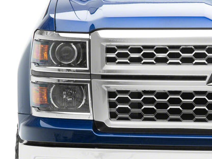Raxiom 14-15 Chevrolet Silverado 1500 OE Projector Headlights/Chrome Trim- Black- Clear Lens
