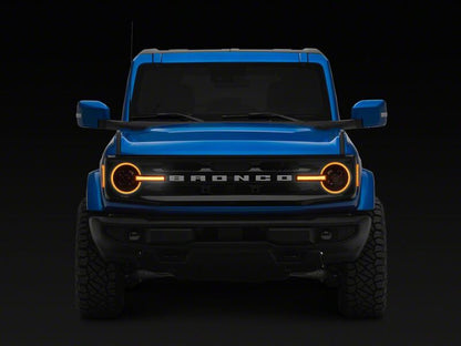 Raxiom 21-26 Ford Bronco LED Halo Headlights with Amber Backlight- Black Housing- Clear Lens