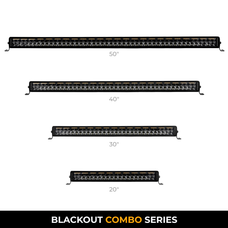 Go Rhino Xplor Blackout Combo Series Dbl Row LED Light Bar w/Amber (Side/Track Mount) 21.5in. - Blk