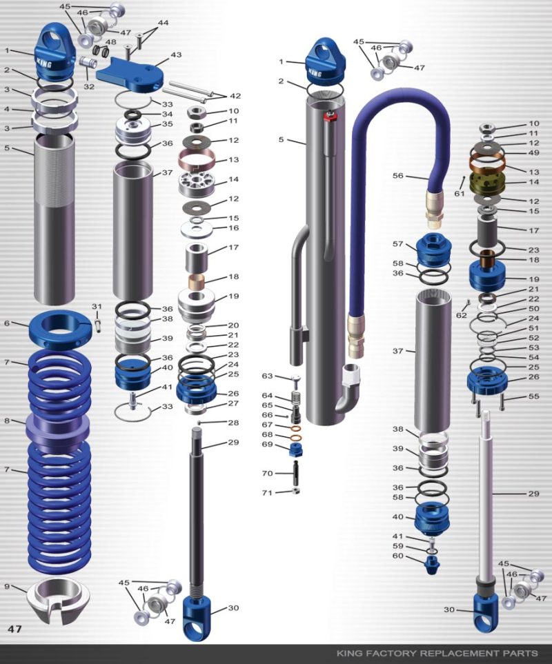 King Shocks Long Fin Res Assembly 2.5 PR 9in Long 2.93in OD Snap Ring Groove Both Ends