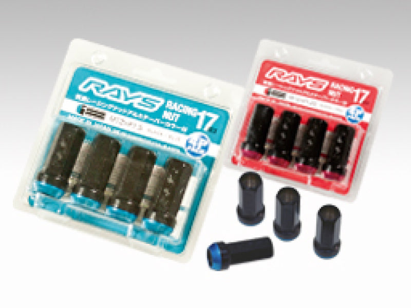 Rays 17 Hex Racing Nut 12x1.50 (Open End) (Blue Seat) - Black (2 Pieces)