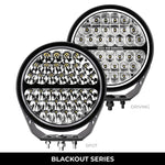 Go Rhino Xplor Blackout Series Round LED Sgl Driving Kit w/DRL (Surface/Thread Stud Mnt) 9in. - Blk