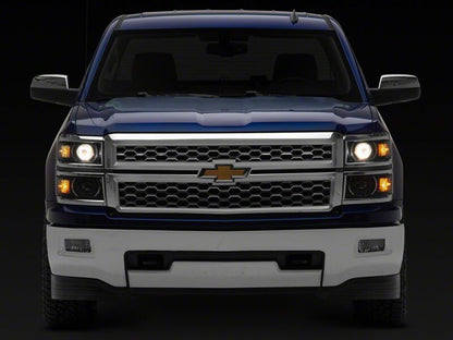 Raxiom 14-15 Chevrolet Silverado 1500 OE Projector Headlights/Chrome Trim- Black- Clear Lens