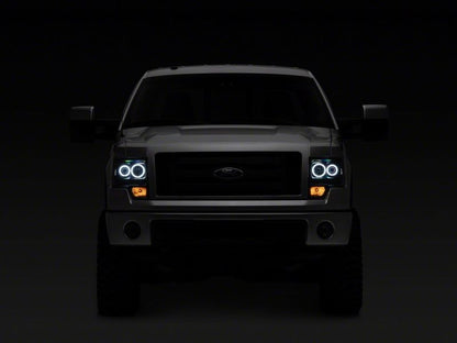 Raxiom 09-14 Ford F-150 Super White LED Halo Projector Headlights- Black Housing (Clear Lens)