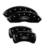 MGP 4 Caliper Covers Engraved Front & Rear Oval logo/Ford Black finish silver ch